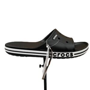 Crocs Bayaband Womens Slide Sandal Size 9 Black White Water Friendly Lightweight